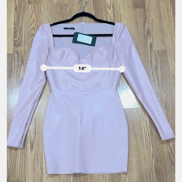 Alex Perry Patent Faux leather Long sleeve pink bodycon Mini Party Dress sz 8 - Picture 7 of 12